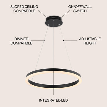 Baxter Modern Contemporary Aluminum Integrated LED Hoop Pendant